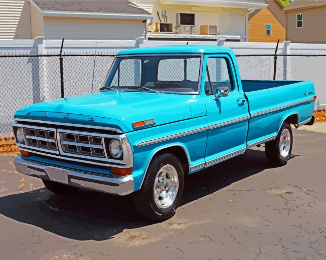 Cyan 1971 Ford Pickup paint by number