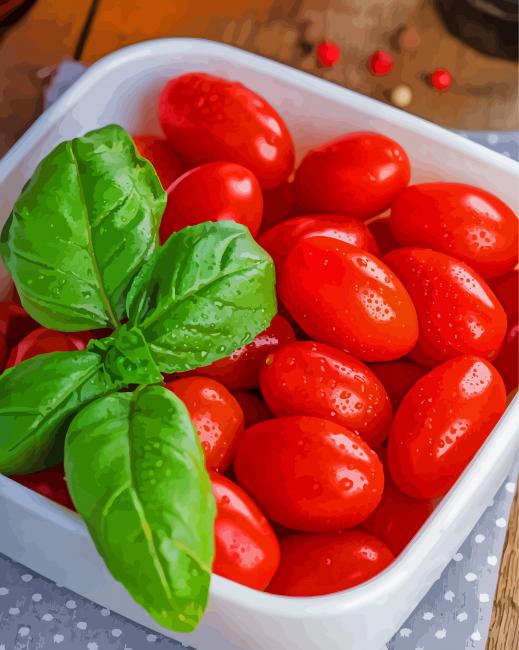 Fresh Basil And Tomatoes paint by number