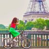 Girl Biking In France paint by number