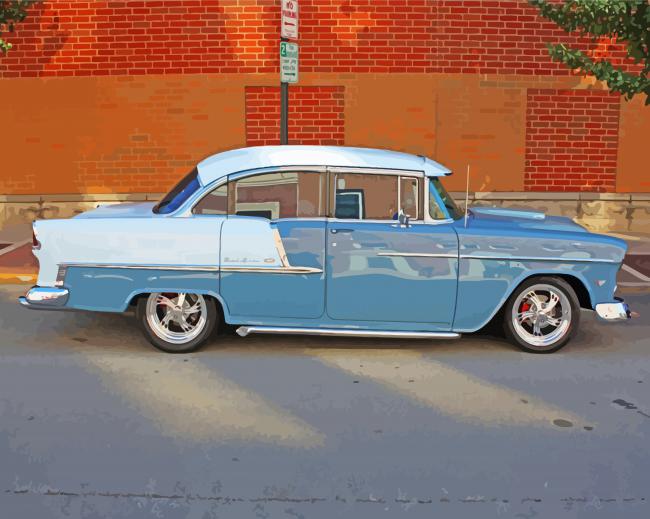 Grey 1955 Chevy Four Door paint by number