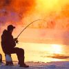 Ice Fishing At Sunset paint by number