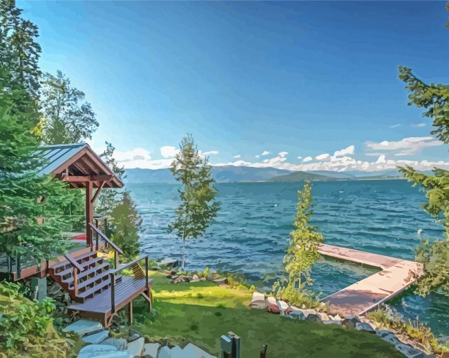 Lake Side Cabin paint by number