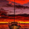Sunset With Boat paint by number