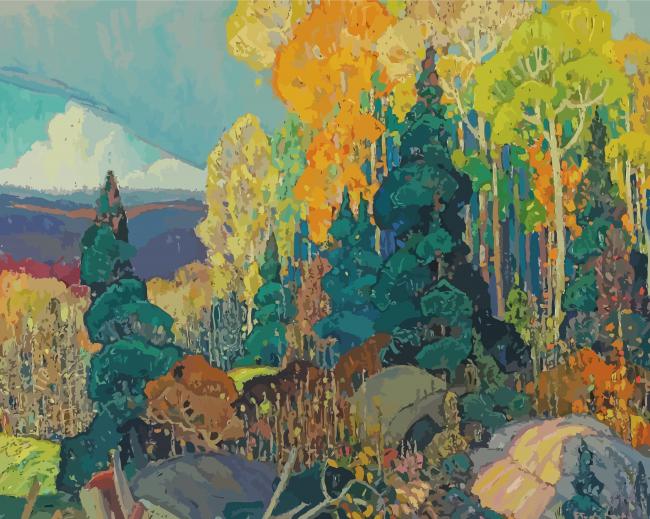 Autumn Hillside By Franklin Carmichael paint by number