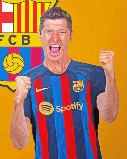Barcelona Robert Lewandowski paint by number