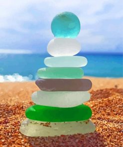 Beach Glass Stacking Rocks paint by number