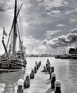 Black And White Volendam Netherlands paint by number