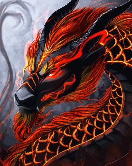 Black And Red Dragon Head paint by number