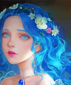 Blue Haired Princess paint by number