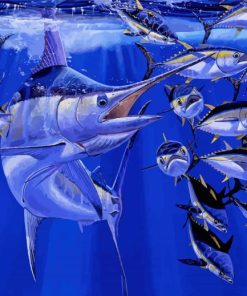 Blue Marlin Fish Underwater paint by number
