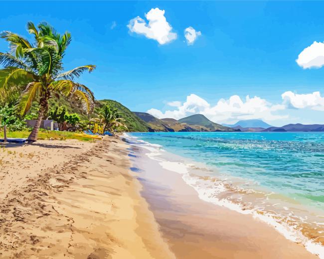 Caribbean Beach Saint Kitts And Nevis paint by number