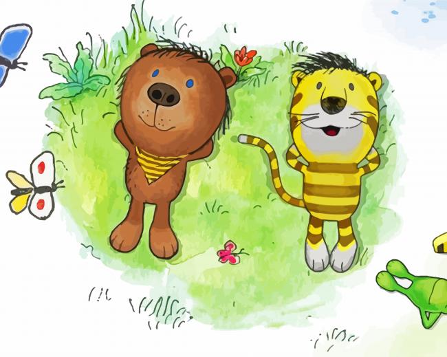 Cartoon Tiger And Bear paint by number