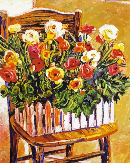 Chair With Flowers paint by number