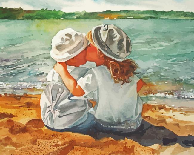 Children At The Seaside Art paint by number
