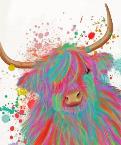 Colorful Highland Cow paint by number