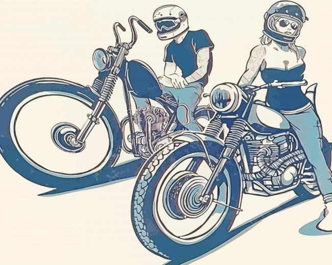 Couple Bikers Art paint by number