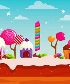 Cupcake Houses Candy Land paint by number