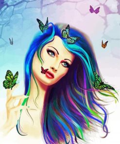Fantasy Girl And Butterflies paint by number
