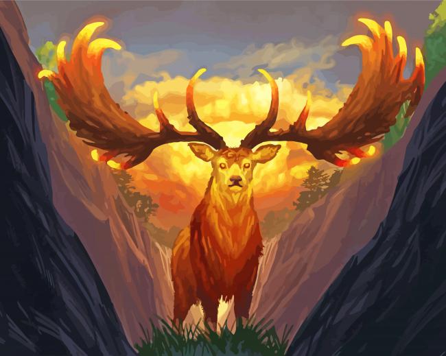 Fantasy Gold Deer paint by number