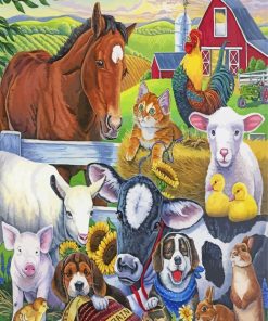Farm With Animals Art paint by number