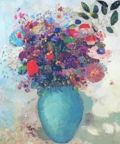 Flowers In Turquoise Vase Art paint by number