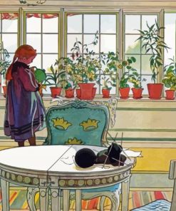 Flowers On The Windowsill By Carl Larsson paint by number