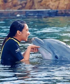 Girl Kissing Dolphin paint by number