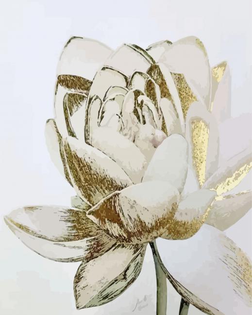 Gold And White Flower paint by number