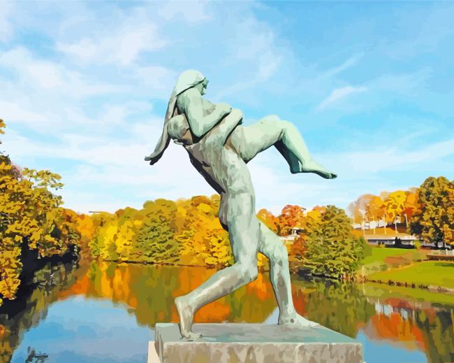 Gustav Vigeland Park Sculpture paint by number