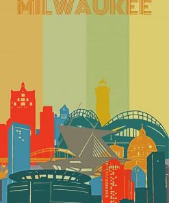 Milwaukee City Skyline Poster paint by number