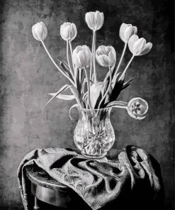 Monochrome Flower In Glass Vase paint by number