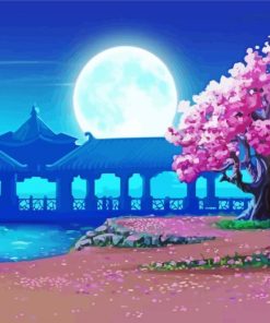 Moon Sakura Japan paint by number