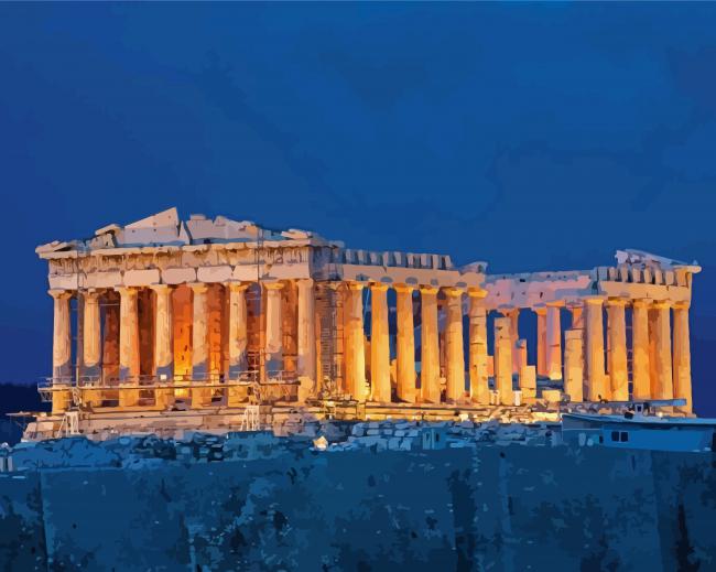 Night View Parthenon Athens paint by number