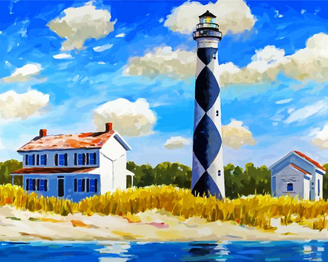 North Carolina Cape Lookout Lighthouse paint by number
