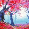 Pink Forest Trees Art paint by number