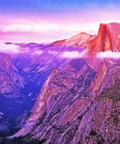 Pink Sunset In Half Dome paint by number