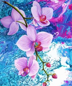 Psychedelic Pink Orchids paint by number paint by number