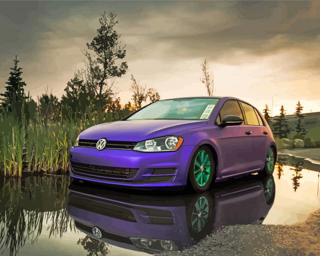 Purple Mk7 Golf paint by number