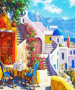 Santorini Greece Cafe paint by number