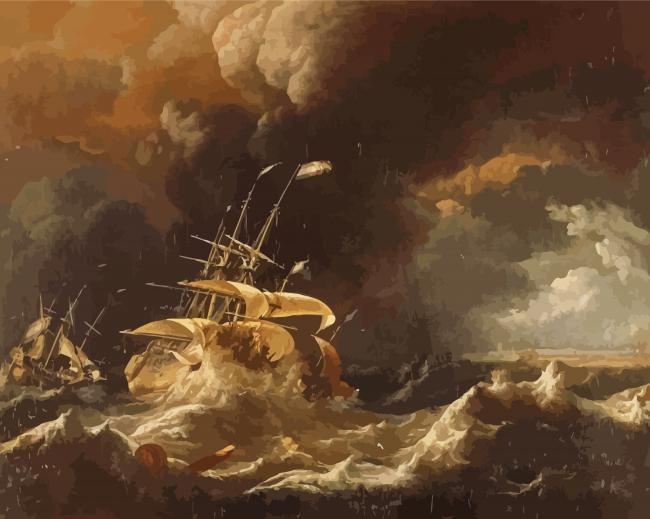 Ship In Storms Artwork paint by number