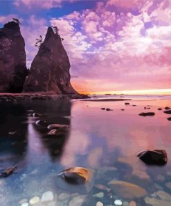 Sunset At Rialto Beach Washington paint by number