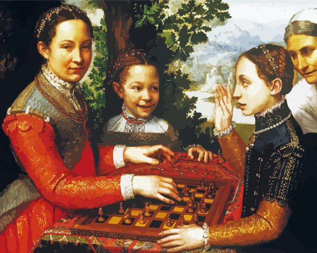 The Game Of Chess By Sofonisba Anguissola paint by number