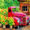 The Sunflower And Farm Truck paint by number