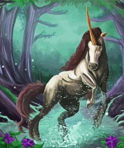 Unicorn In The Forest paint by number