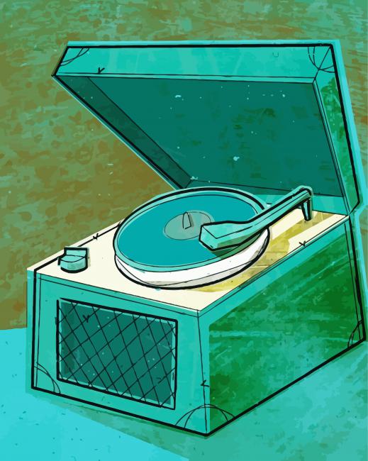 Vintage Blue Record Player paint by number