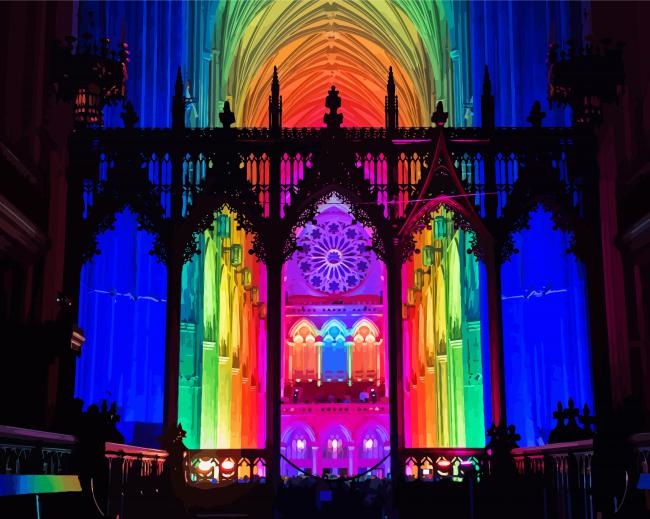 Washington National Cathedral Colorful Lights paint by number