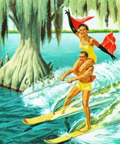 Water Ski Couple paint by number