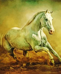 White Arabian Horse Running paint by number