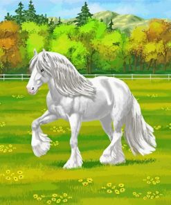 White Draft Horse paint by number