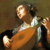 Woman Playing A Lute By Artemisia Gentileschi paint by number